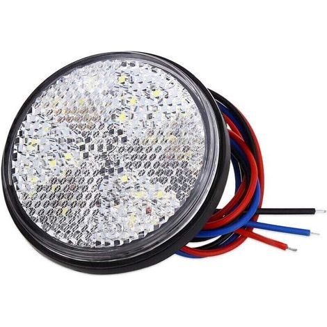 Luci a LED per rimorchio, luce posteriore 12V per rimorchio, 2 pezzi, luce freno per rimorchio, catarifrangente a LED rotondo, luce di posizione a LED per camion, moto, automobili (bianco, 2 pezzi) (1/4)