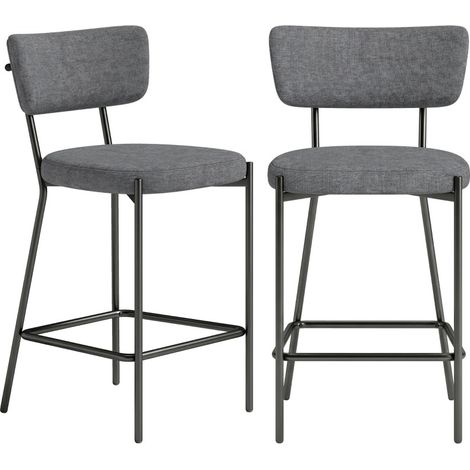 Set di 2 sgabelli da bar imbottiti grigi con schienale curvo e struttura in metallo MODENUIT (1/5)