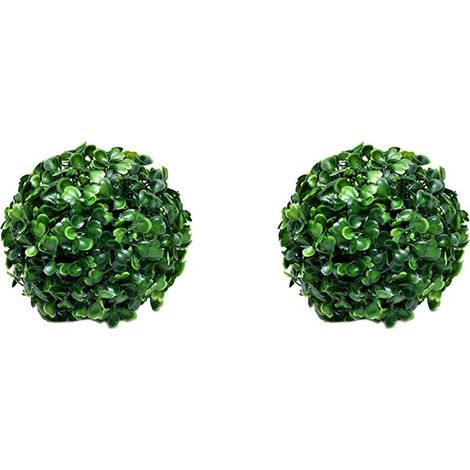 2X Boules de Verdure Imitation Buis Boules Rondes Vertes Sans Coupe Boules Topiaires Artificielles Décoration de Table pour la Maison en Plein Air A