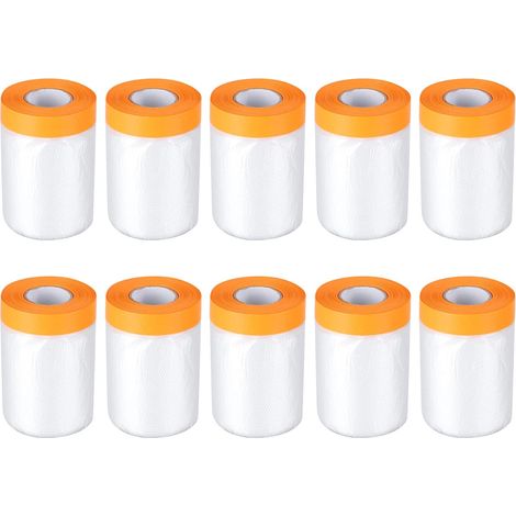 Paint Protection Tarpaulin with Washi Tape Pack of 10, Pre-Adhesive Transparent Masking Film 55cm x 20m for Windows, Walls, Floors, and Furniture (1/5)