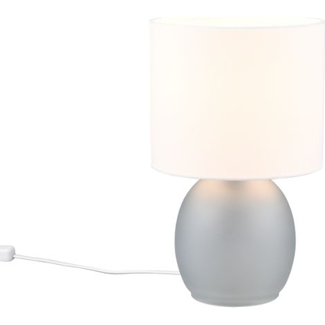 VELA LAMPADA DA TAVOLO BASE VETRO GRIGIO CON PARALUME BIANCO H. 29CM 1 LUCE ATTACCO E14 (1/3)