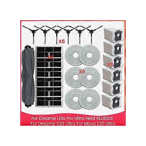 Pour Dreame L10s Pro Ultra Heat RLL82CE, Dreame X30 Ultra, Mova E30 Ultra brosse latérale principale avec aspirateur HEPA (1/5)