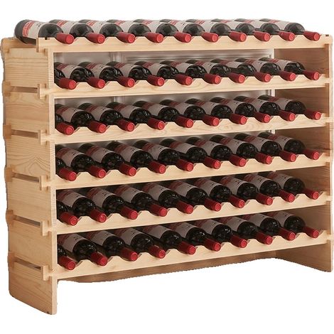 Étagère à vin, capacité de 60 bouteilles, design moderne, Couleur bois naturel (1/2)
