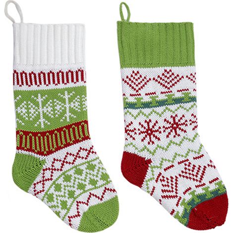 Chaussette De Noël Tricotée - Motif Cable Classique - Pour Décoration De Fête Et Cadeaux - Lot De 2 (1/5)