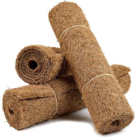 Lot 3 Tapis en Fibre de Coco Naturel 40x100 cm 900g/m² - Paillage Plante, Protection Contre Le Froid, Mauvaises Herbes, Tapis Reptile Terrarium, Marron (1/5)