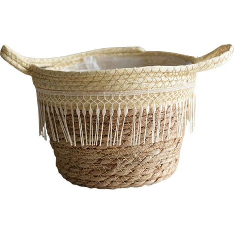 Cachet naturel en rotin, panier de rangement déco pour plantes, intérieur/extérieur, corbeille artisanale en osier, conteneur floral élégant pour maison. (1/2)