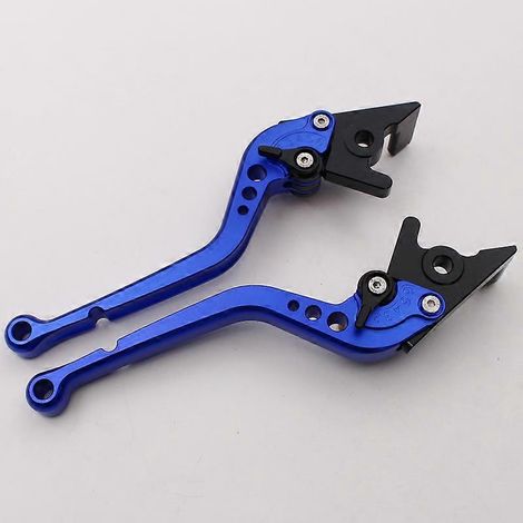 Compatible avec la moto Aprilia DORSODURO 900 : poignée de frein modifiée, tringle et fixations en alliage d'aluminium (longue, bleue). (1/5)