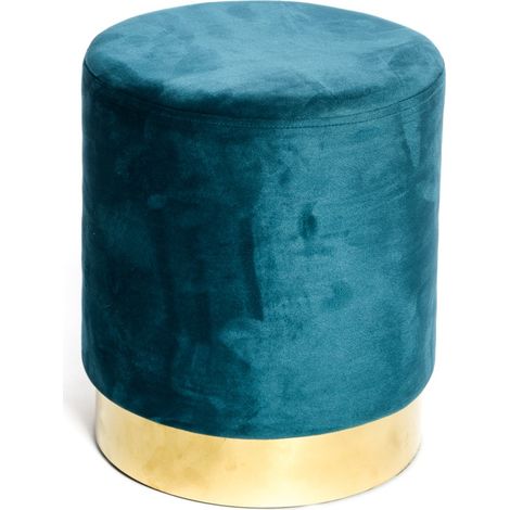 POUF Poggiapiedi Cilindro VELVET in Velluto Unito Petrolio (1/4)