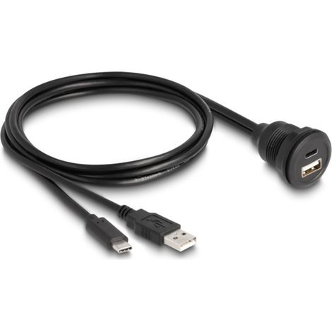 Delock USB 2.0 Adapter [1x USB-C® Stecker, USB-A Stecker - 1x USB-C® Buchse, USB-A Buchse] 88102 1 m
