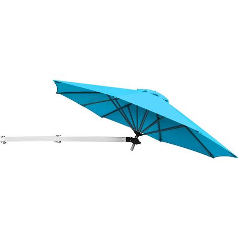 COSTWAY Ombrellone da Parete 247 cm, Ombrellone da Muro per Giardino con Angolo Regolabile, Parasole Esterno Pieghevole Anti UV, per Giardino, Balcone e Cortile (Turchese) (1/5)