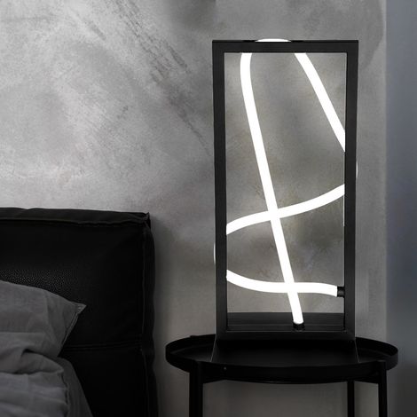 LED Tischleuchte Tischlampe Wohnzimmerleuchte Beistelllampe Nachttischleuchte, Metall Alu Kunststoff schwarz weiß opal, 1x 13,2W 530Lm 3000K warmweiß, H 45,4 cm (1/5)