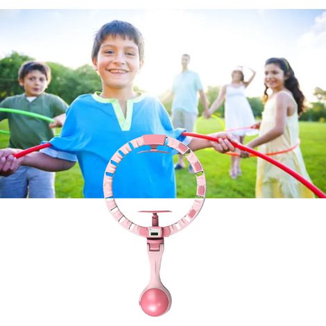 Appareil de fitness Smart Hoop Fit Circle avec compteur automatique, réglable et détachable, pour le massage abdominal et la remise en forme, avec batterie pour femmes (rose). (1/5)