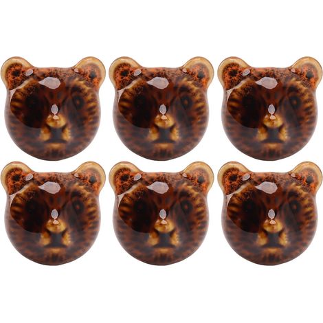 Maniglia per porta a forma di orso, maniglia per cassetto a forma di testa d'orso, 6 pezzi, arancione per porta.