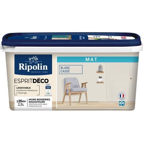 Farbe - RIPOLIN - Esprit Déco Multi-Oberflächen - Zerbrochenes Weiß - Matt - 2,5L