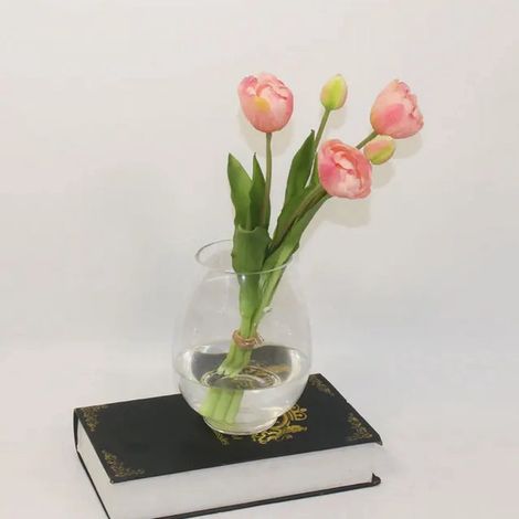Tulipes doubles réalistes - Tulipe française rose 40 cm - Fleurs artificielles en latex de soie-AquaForge (1/5)