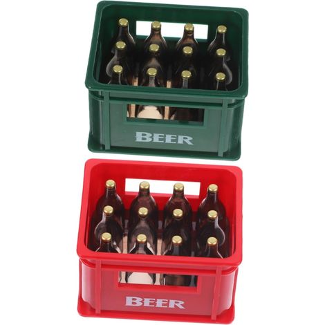 2 pièces de boîte de bière pour maison de poupée avec bouteilles de bière miniatures réalistes, décoration de meubles miniatures pour cuisine, bar et jardin féerique, accessoires de boîte de bière et (1/5)