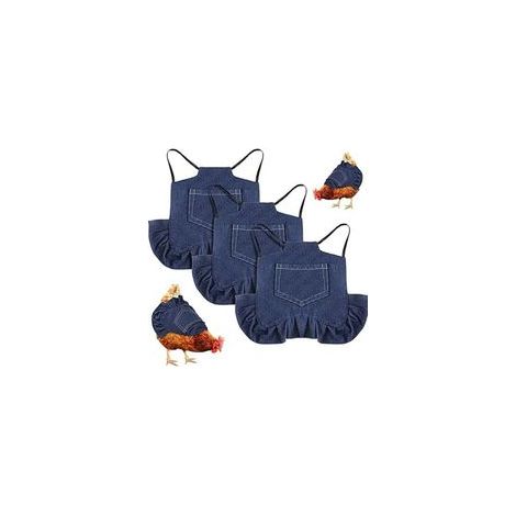3PCS Ss de Poulet Tablier de Poule avec Sangle Élastique Protecteur de Volaille Fournitures de Soins de Poule, Protecteur d'Oiseaux pour le Dos et les Côtés, Bleu, Moyen (1/5)