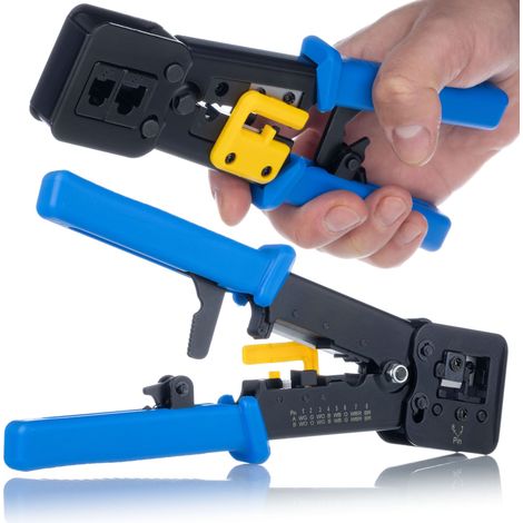Crimpadora HT-376M/LY2070A – Crimpa RJ45 RJ12 RJ11 Pasante  ABS 240 mm 480 g  Corte/Pelado, Bloqueo Regulable, Durabilidad (1/5)