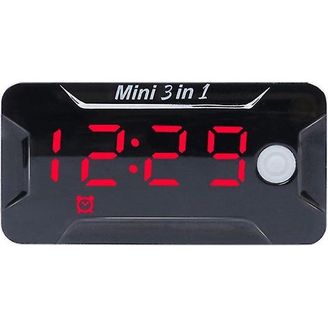 Horloge numérique étanche, thermomètre, voltmètre, moto, rouge (1/5)