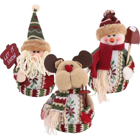 Muñeco De Navidad Sentado - Muñeco De Peluche Con Base De Arena - Decoración Para Mesa, Chimenea O Escritorio - Paquete De 3 Unidades (1/5)