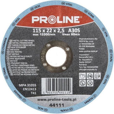 Disque de meuleuse - disque de decoupe Pro-line Disque de meulage convexe pour métaux T27 115 x 6 mm A24R - 44411''