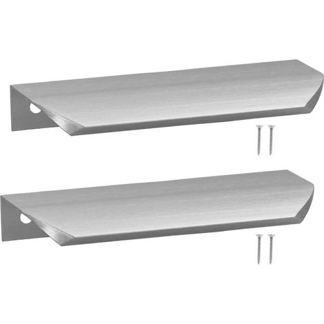 Poignée de meuble moderne en aluminium argenté, 116 mm, lot de 2 (1/5)