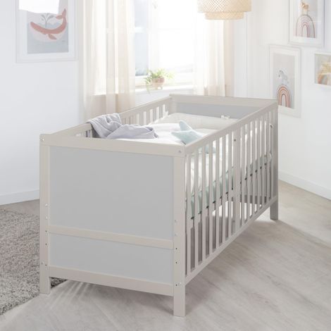 roba Lettino Trasformabile EASY SLEEP - 70 x 140 cm - Elementi Convertibili Inclusi - Montaggio Rapido - Resistente e Moderno - 3 Altezze - Legno Laccato Grigio Chiaro (1/5)