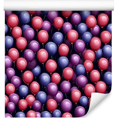 Papier peint à motifs de ballons d'anniversaire roses et violets pour salon et chambre 50x1000 cm (1/5)