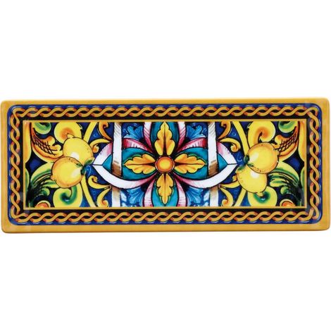 Regalo Italiano Vassoio Rettangolare Melamina Lemon 27 x 11 Cm H 2 Cm Giallo