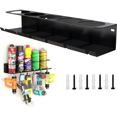 1 Support De Canette, Acier Au Carbone, Pour 5 Bombes Aérosol Et 6 Outils, Garage Atelier