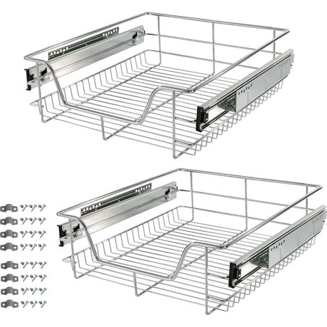 Arebos – Tiroir télescopique 50 cm – Capacité 20 kg – Rail amortissant pour traction silencieuse – Pour cuisine et rangement