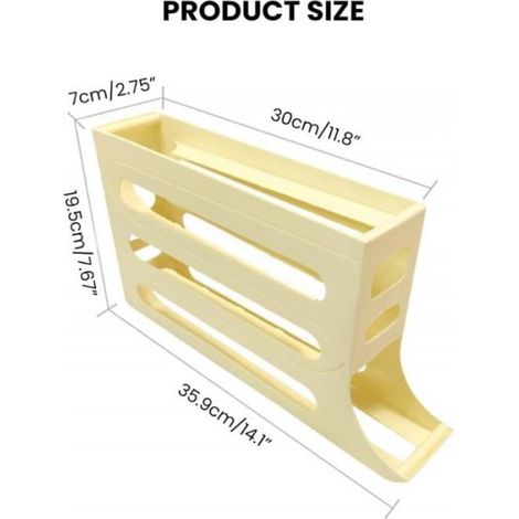 Porte-œUfs Incliné à 4 Niveaux Pour Réfrigérateur, Support à œufs à Défilement Automatique, Distributeur D'œufs de (Transparent) (1/5)