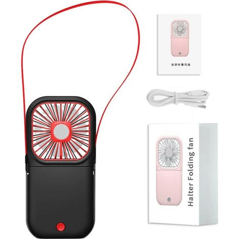 Mini ventilateur pliable à suspendre autour du cou, mains libres, batterie 3000 mAh, 3 vitesses, libération d'anions (blanc)