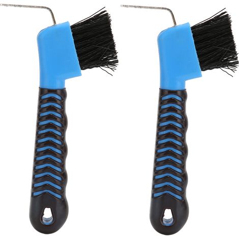 Lot de 2 cure-pieds pour chevaux, outil de nettoyage des sabots avec manche en caoutchouc souple pour écurie (1/5)