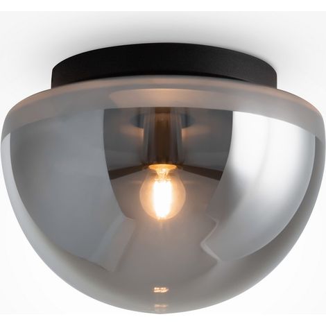 Maytoni Glassy Plafonnier Globe Moderne Noir 1xE27 Abat-jour Fumé