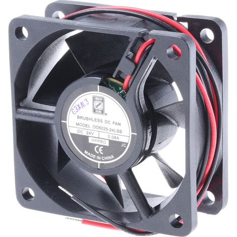 Ventilateur axial RS PRO 24 V c.c., 22.1m³/h, 60 x 60 x 25mm, 1W ( Prix pour 1 )