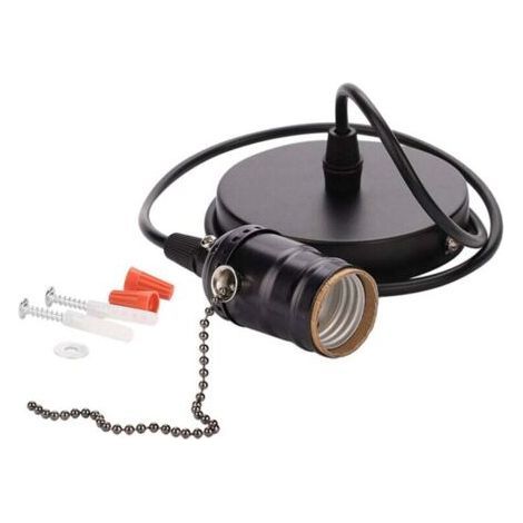 Light Holder, Vintage E27 Pendant Lamp Holder with Ceiling Mounted Pull Chain Lamp Base(Pearl Black) (1/5)