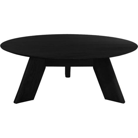 Table basse ronde en bois noir D.90 cm avec 3 pieds inclinés - ZARA (1/5)