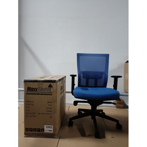 MaxxHome Silla de oficina ergonómica con respaldo y apoyabrazos ajustables. Silla confortable con respaldo alto, Color: Azul (1/5)