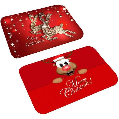 Lot de 2 tapis de sol créatifs de Noël pour la maison, absorbant l'eau, antidérapants, pour salle de bain ou chambre, style 3.-60X40X0.5cm (1/2)