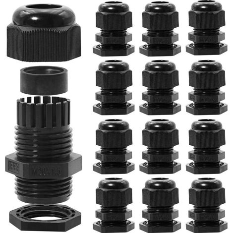 Pack of 28 M20 plastic cable glands, IP68 rated - Waterproof nylon cable gland - Suitable for cables from 6 mm to 12 mm - For mechanical control cabinets, distribution cables, etc. (1/5)