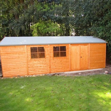 Shiplap Mammoth Loglap 12 x 30 Feet Shed Double Door with Two Opening Window