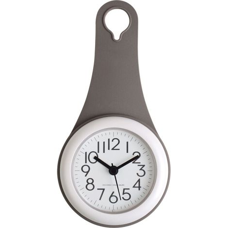 Réveil compact et silencieux à ventouse pour la maison, horloge originale pour la salle de bain ou la cuisine – Gris –