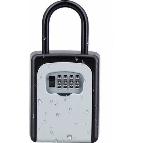 Portable Key Safe with Removable Shackle (No Installation Required) Combination Lock Key Box for Home, Office, Garage, Airbnb Rental (Silver) (1/5)