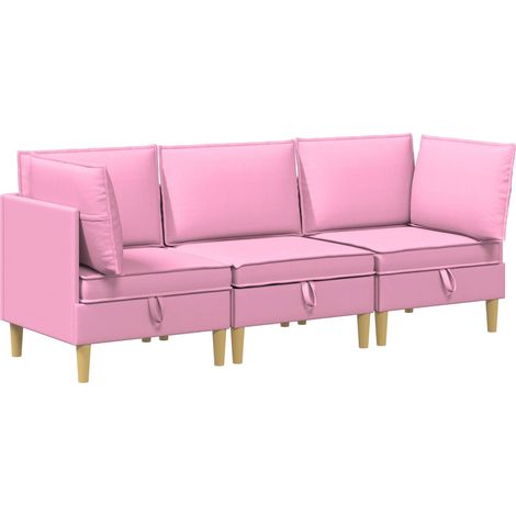 Canapé modulaire avec rangement 3 pcs Rose Tissu vidaXL (1/5)