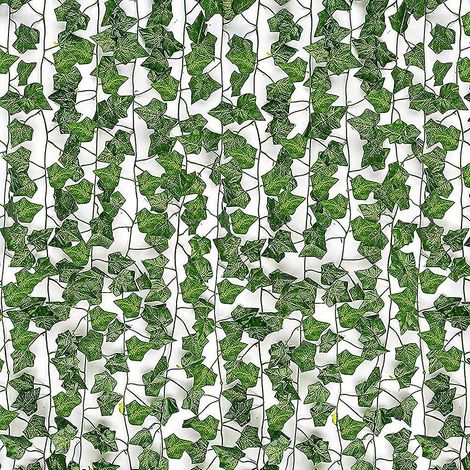 Guirlande de lierre artificiel, 12 paquets, fausses vignes pour décoration de chambre, fausses plantes, feuilles de verdure U (1/5)