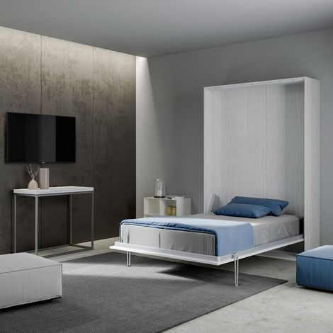 Letto a scomparsa verticale una piazza e mezza 120 cm KENTARO Bianco (1/4)