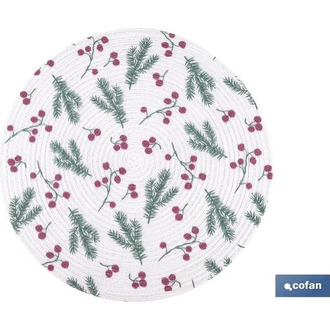 Pacco di 6 sottopiatto rotondi stampati foglie 38 cm (1/4)