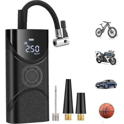 Gonfleur de pneus portable, pompe de 150 psi, avec manomètre numérique et lampe torche, batterie intégrée de 4000 mAh, compatible avec différents types de pneus. (1/5)