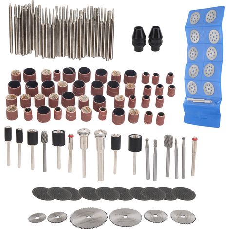 Kit de 121 accessoires pour ponceuse électrique : lame de scie circulaire en acier rapide et papier de verre.
